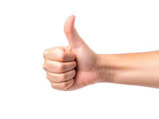 Studio photography thumbs down gesture on neutral background on transparent background