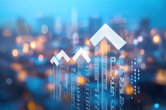  Rising property values illustrated above blurred urban skyline