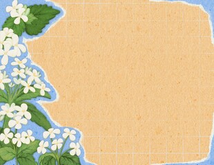 Edible flower torn paper background for Garlic Mustard flower