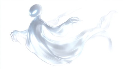 Realistic Halloween ghost shadow. Transparent isolated phantom. Flying spooky dead soul. Black smoke transparent horror monster.