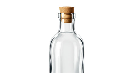 Isolated Clear Glass Bottle with Cork