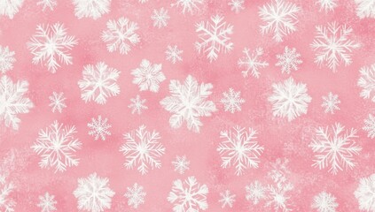 Pink watercolor snowflakes festive background