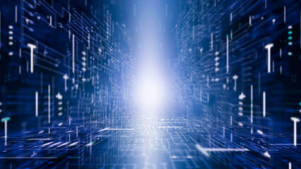 Dancing in the Data Stream. An Odyssey Across the Radiant Corridors of a Technological Dreamscape Where Blue Light Guides the Way Forward