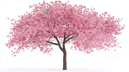Blooming Cherry tree on white background