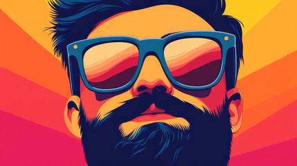 Modern male hipster eyewear with protective lens cartoon design isolated vector illustration