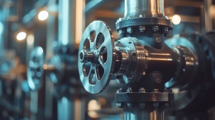 Fototapeta premium Precision engineered industrial pipeline infrastructure for fluid control mechanisms