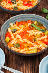 Italian minestrone soup, healthy soup.