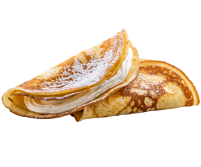crêpe française pliée au sucre glace et chantilly