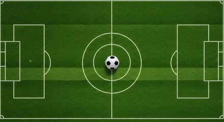 Aerial Soccer Field Green Grass Ball Center. AI Generated