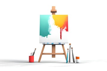 canvas on easel 3D, abstract painting