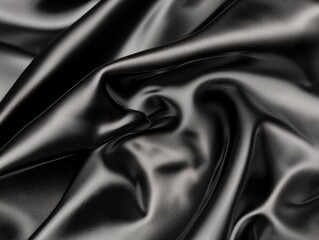Obraz premium Sculpting elegance black satin fabric textile studio high-resolution image close-up view luxurious texture