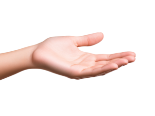 Close-up photography gentle hands and invisible care on transparent background