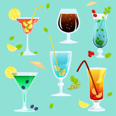 set of summer refreshments vector