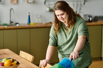 Young woman with Down syndrome brings vibrancy and charm to her cozy home environment