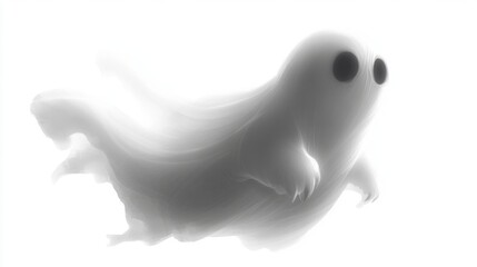 Obraz premium Realistic Halloween ghost shadow. Transparent isolated phantom. Flying spooky dead soul. Black smoke transparent horror monster.