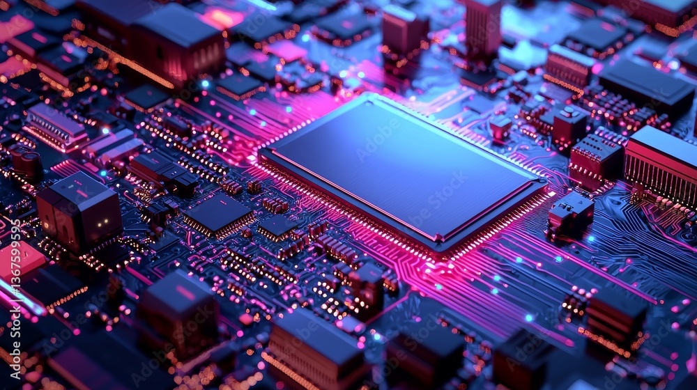 Poster cyber security concept represented by digital binary data and electronic circuit board on an abstrac