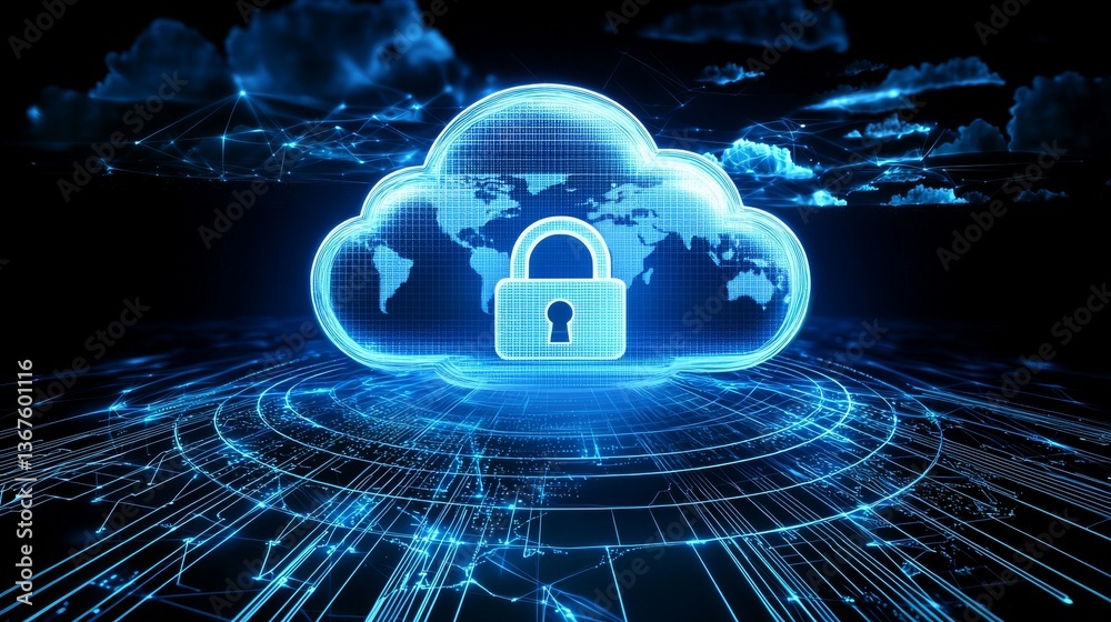 Poster future technology forms the foundation for digital cloud computing, cybersecurity, digital data netw