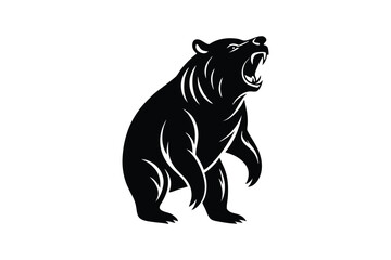 Silhouette vector illustration of a bear standing on its hind legs.eps