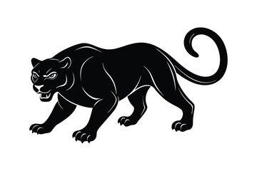 Silhouette vector illustration of a crouching panther.eps