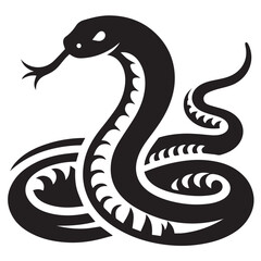 Fototapeta premium Snake silhouette black and white vector icon