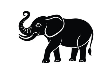Silhouette vector illustration of an elephant raising its trunk.eps