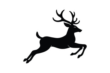 Silhouette vector illustration of a leaping deer shown in mid-air.eps