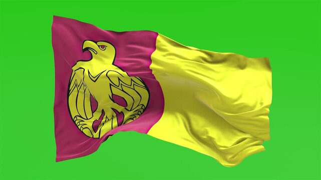 Flag of Kirovohrad Oblast isolated on Green Screen UltraHD 3D Animated Ukraine Symbol
