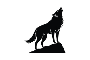 Silhouette vector illustration of a howling wolf.eps