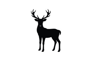 Silhouette vector illustration of a majestic stag standing tall.eps
