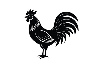 Silhouette vector illustration of a proud rooster standing tall.eps