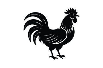 Silhouette vector illustration of a proud rooster standing tall1.eps