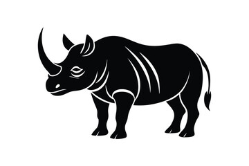 Silhouette vector illustration of a rhinoceros in a strong and standing pose.eps