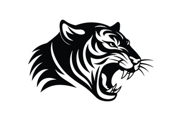 Silhouette vector illustration of a roaring tiger.eps