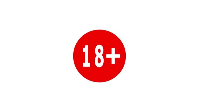 18+ not allowed icon. No under 18 sign icon animation. 18+ sign. 