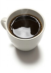 Steaming black coffee fills a simple white mug subtly lit against a bright background creating a warm inviting ambiance.. AI Generated