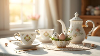 Easter-Themed Morning Tea with Festive Decorations