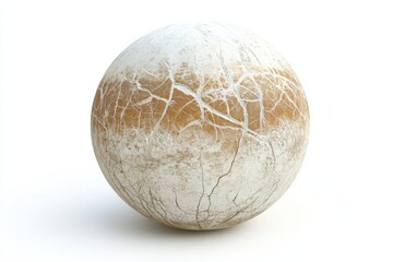 Enigmatic icy moon with intricate surface patterns resembling distant celestial landscapes isolated on transparent background