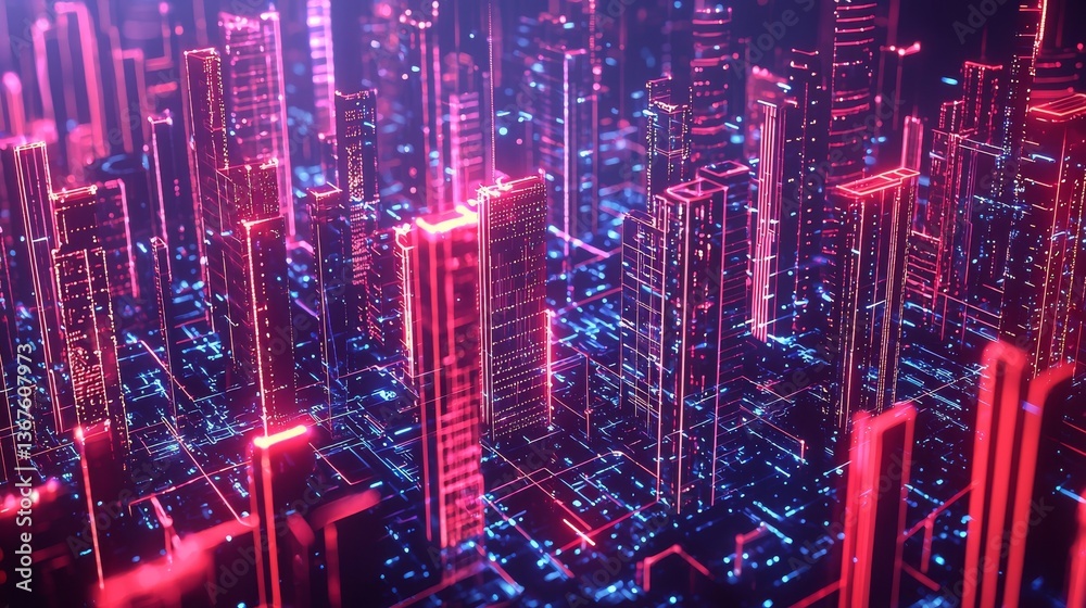 Poster stock image of an abstract cybersecurity background that consists of binary code, big data technolog
