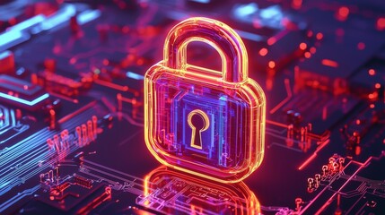 Concepts of cybersecurity and privacy are essential for safeguarding data, as represented by a lock icon and advanced internet network security technology, with a businessman securing personal