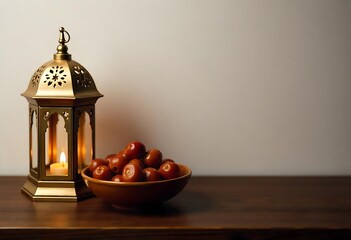 Overhead Shot of a Bowl of Dates and a Vintage Brass Teapot isolated on transparent. PNG.