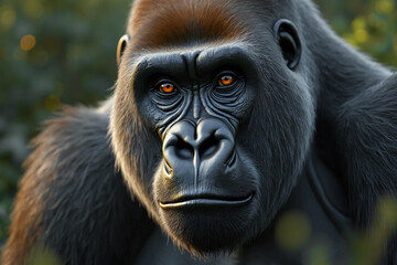 Obraz premium Portrait of wild gorilla. Front view.