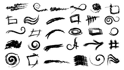 Set of arrows.Pencil brush crayon marker chalk texture line stroke element set.Chalk scratch hand drawn style background. Vector illustration crayon pencil brush stroke texture line charcoal shape.