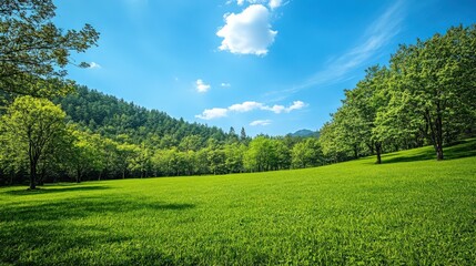 Obraz premium Beautiful Green Meadow Under a Sunny Sky