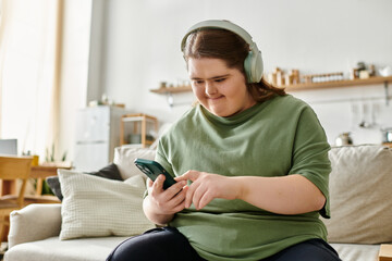 Embracing confidence and joy at home with music and technology, a cozy moment captured beautifully