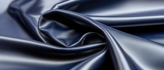 Fototapeta premium Textured navy leather fabric close-up shot textile industry indoor macro perspective fashion concept