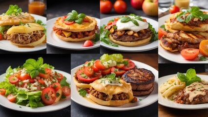 Fototapeta premium A collage of various delicious dishes arranged side by side,