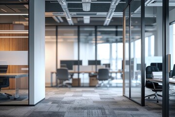 Modern Office Interior Abstract Blurred Background for Business Spaces