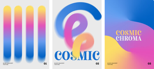 Obraz premium abstract shapes on a textured background with blurred gradient textures in shades of blue, pink, yellow, and purple
