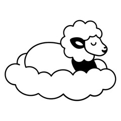A cute cartoon sheep vector illustration with a funny face, isolated white animal