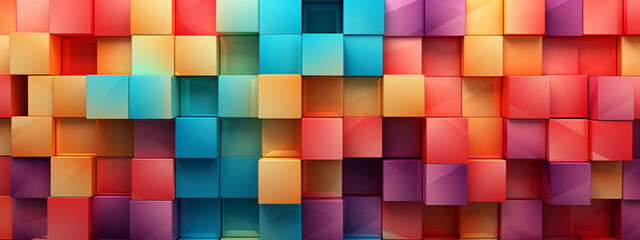 Fototapeta premium Colorful 3D Cubes Forming Abstract Geometric Wall